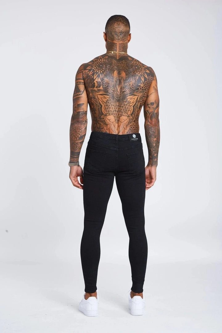 BySha Phantom Distressed Jeans – Jet Black