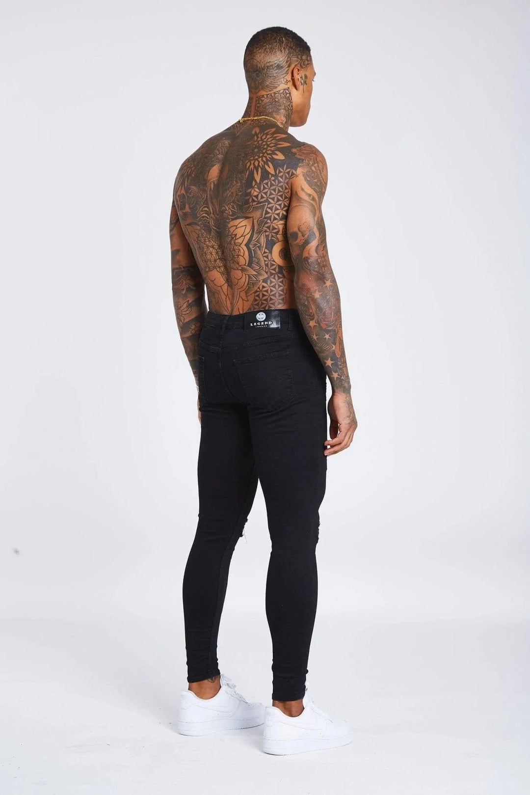 BySha Phantom Distressed Jeans – Jet Black